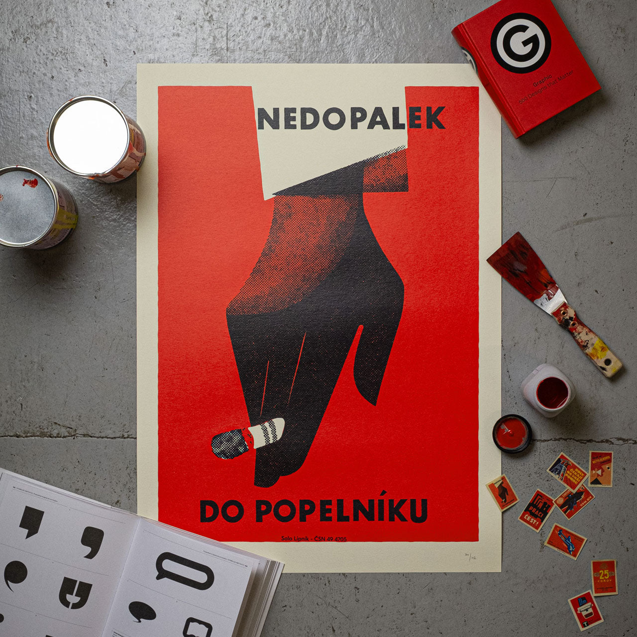 Nedopalek do popelníku - Sítotisk 50x70 cm