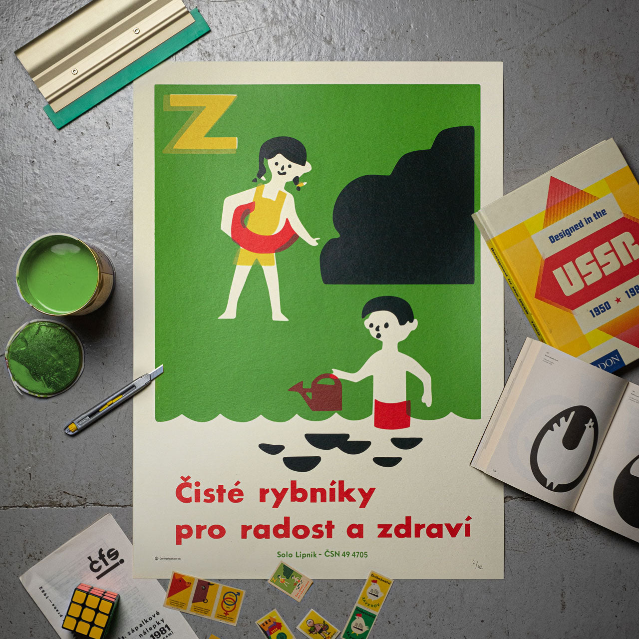 Čisté rybníky pro radost a zdraví  - Sítotisk 50x70 cm